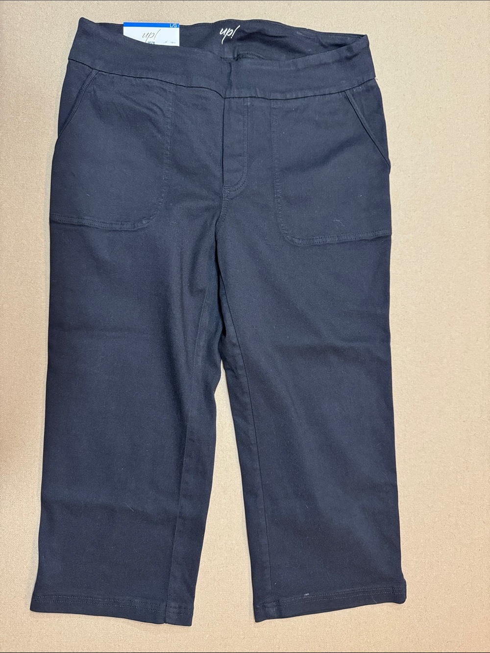 up! Black Women's Pull-On Capris with Front Patch Pockets